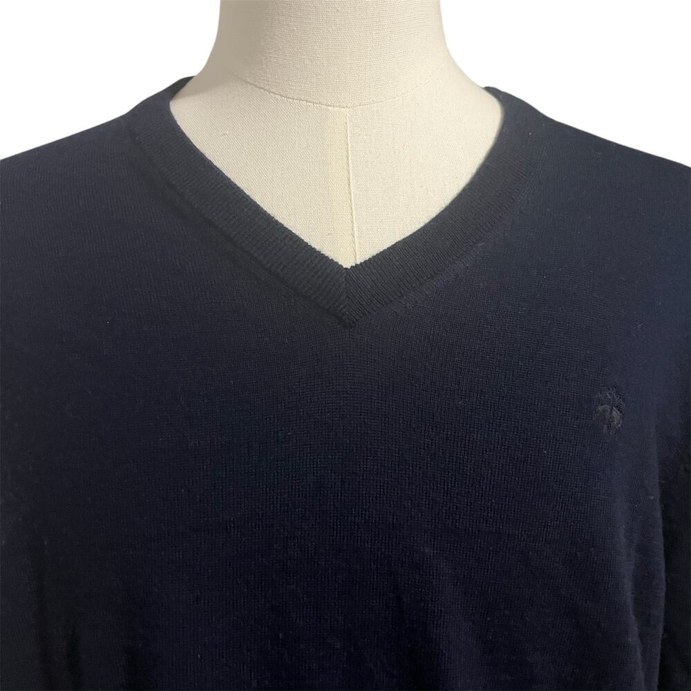 Brooks Brothers Men's Blue Extra Fine Merino Wool V-Neck Sweater Sz XL Classic